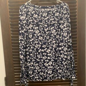 Banana Republic Navy and White Floral Blouse
